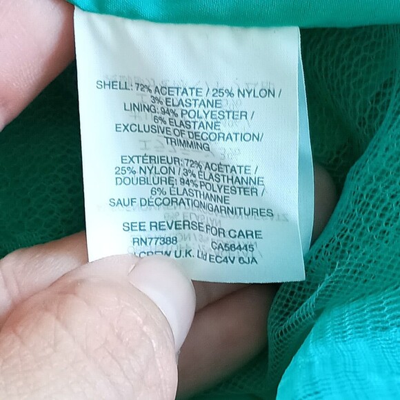 J.CREW Sheath Dress Size 12 Green 3/4 Sleeve Tulle Hem $198 H2851 New Classic - Picture 6 of 12